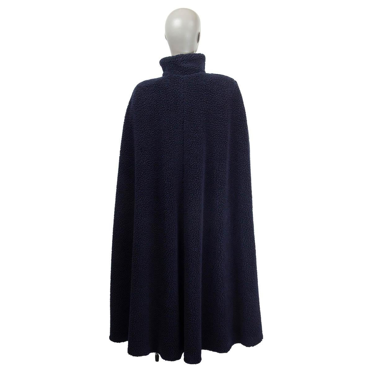 Black CHANEL navy blue cashmere silk 2019 19K TEEDY Cape Jacket 34 XXS For Sale