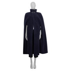 CHANEL navy blue cashmere silk 2019 19K TEEDY Cape Jacket 34 XXS