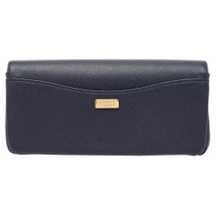 Chanel Navy Blue Caviar Leather Captain Gold Clutch