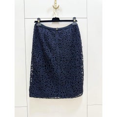 Chanel Navy Blue CC Patterned Skirt - FR 38 / US 6