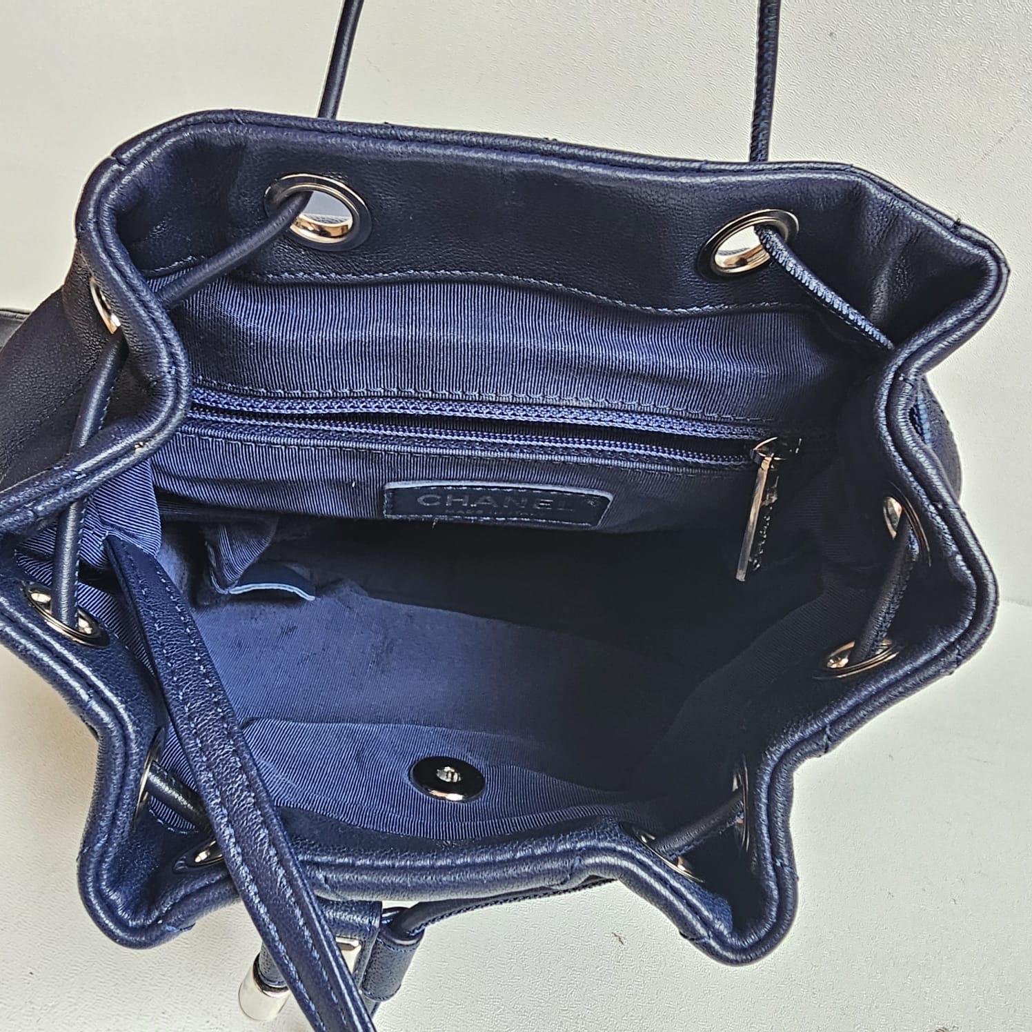 Chanel Navy Blue Chevron Small Urban Spirit Backpack 5