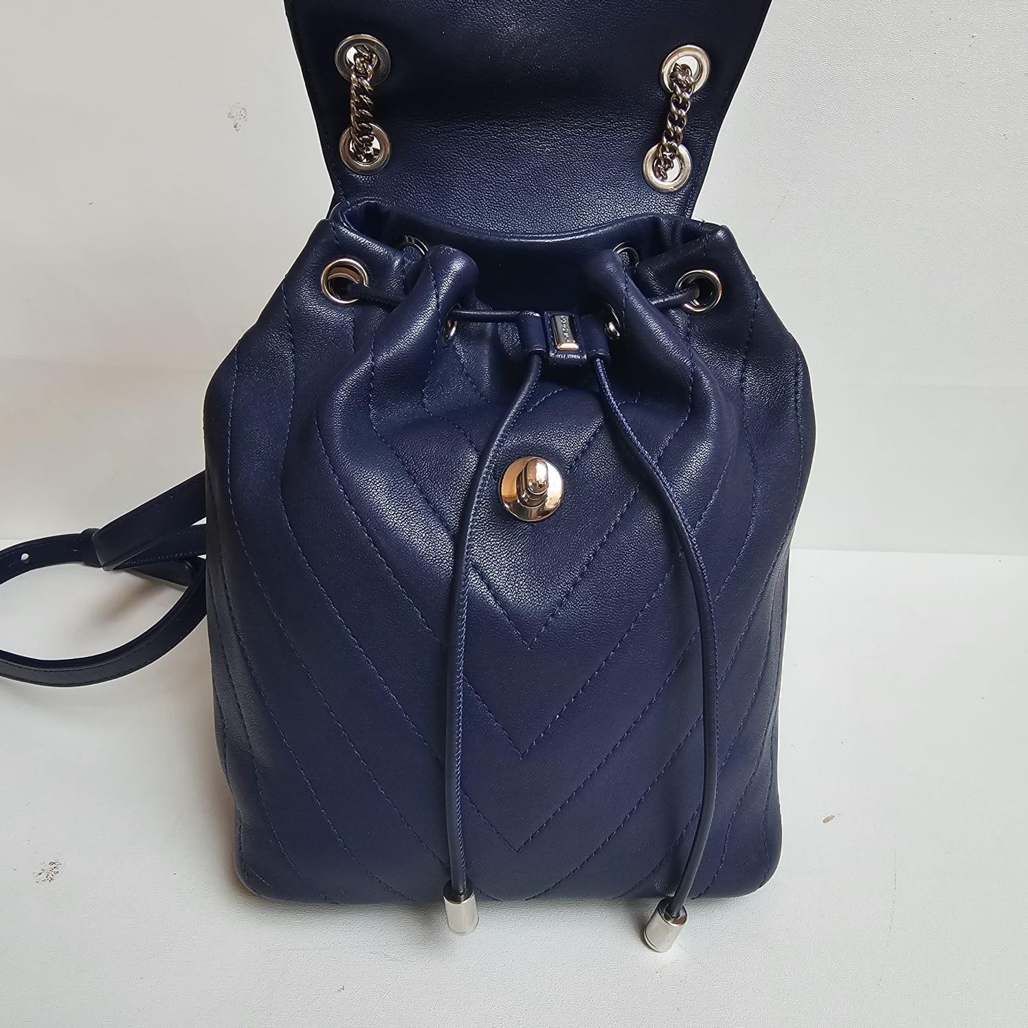 Chanel Navy Blue Chevron Small Urban Spirit Backpack 9