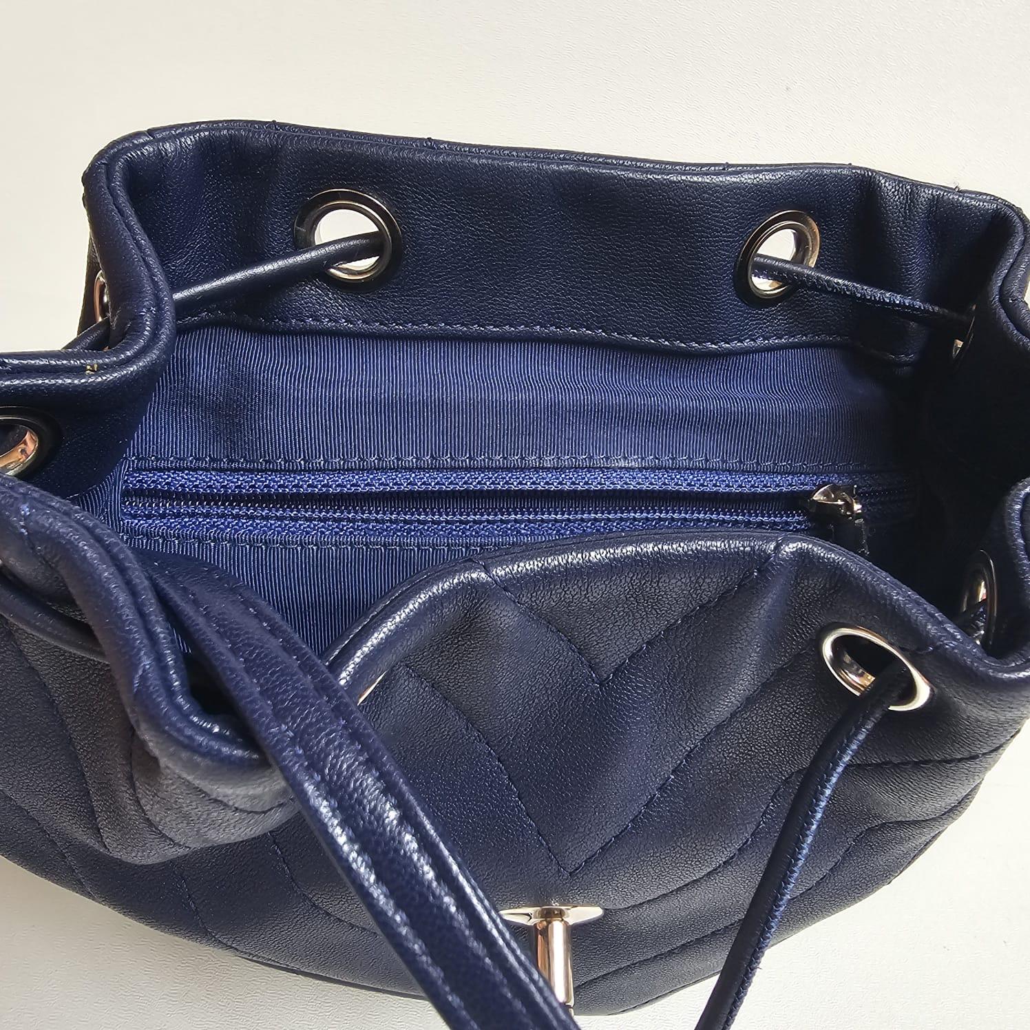 Chanel Navy Blue Chevron Small Urban Spirit Backpack 10