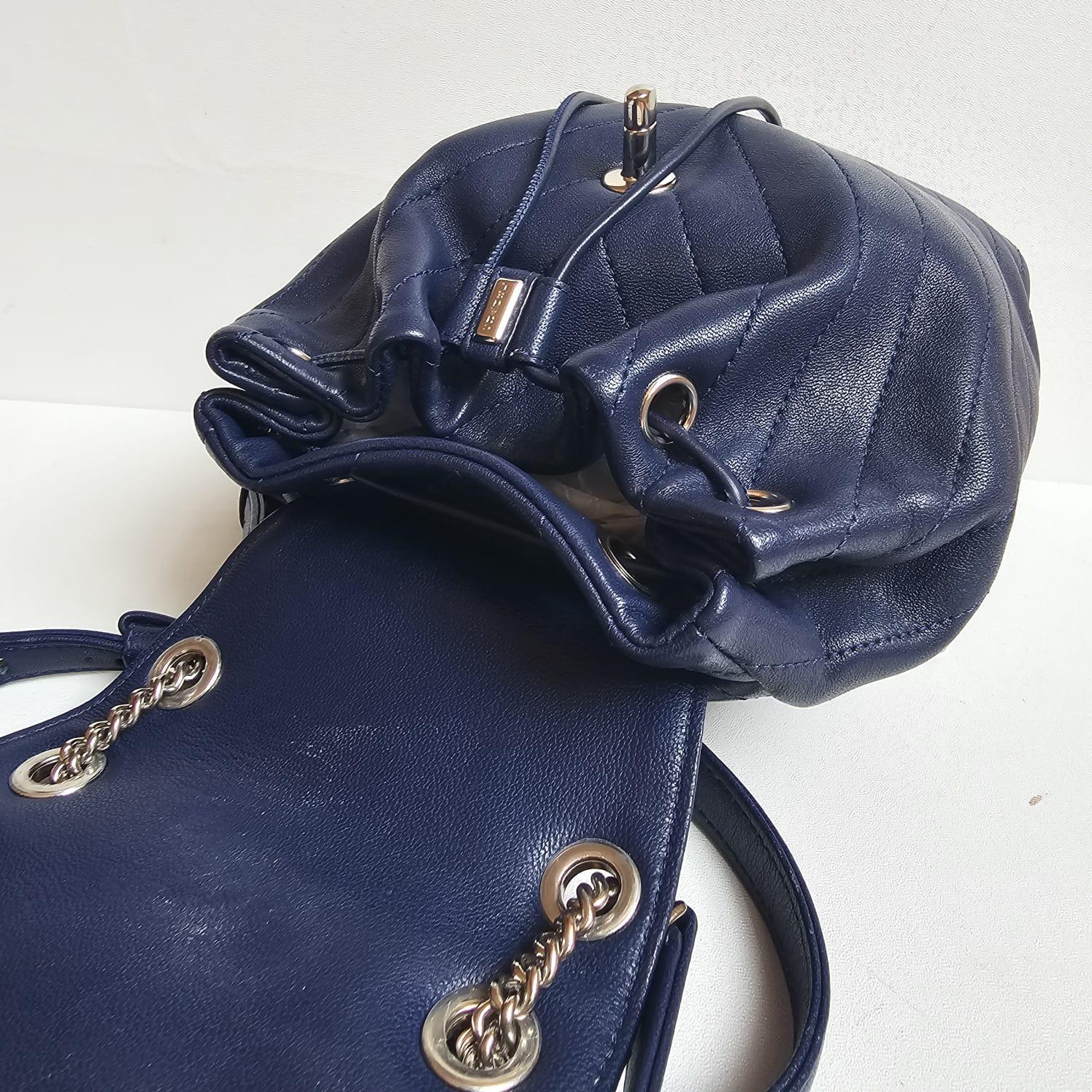 Chanel Navy Blue Chevron Small Urban Spirit Backpack 13