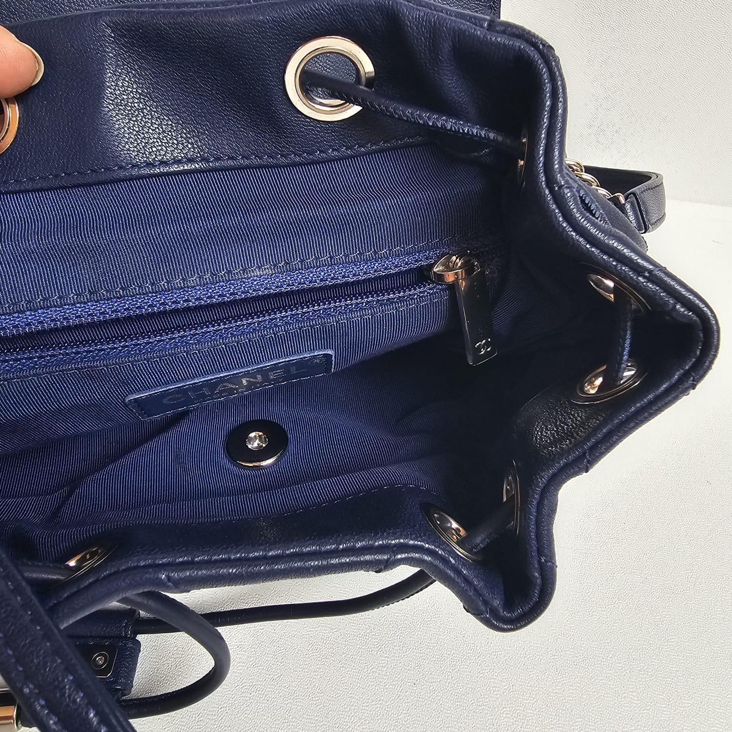 Women's Chanel Navy Blue Chevron Small Urban Spirit Backpack
