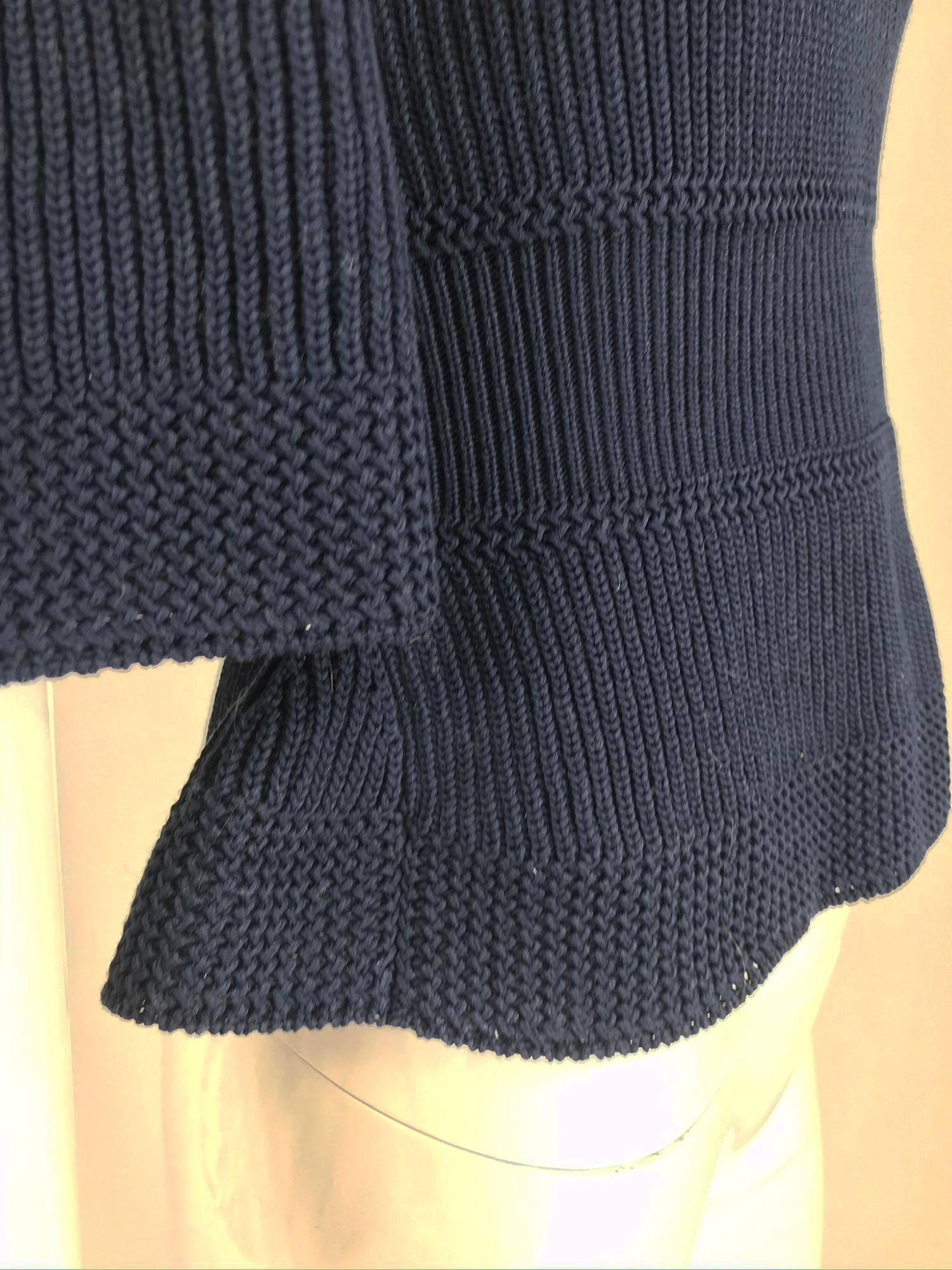Chanel Navy Blue Chunky Knit Fitted Waist Peplum Sweater 4