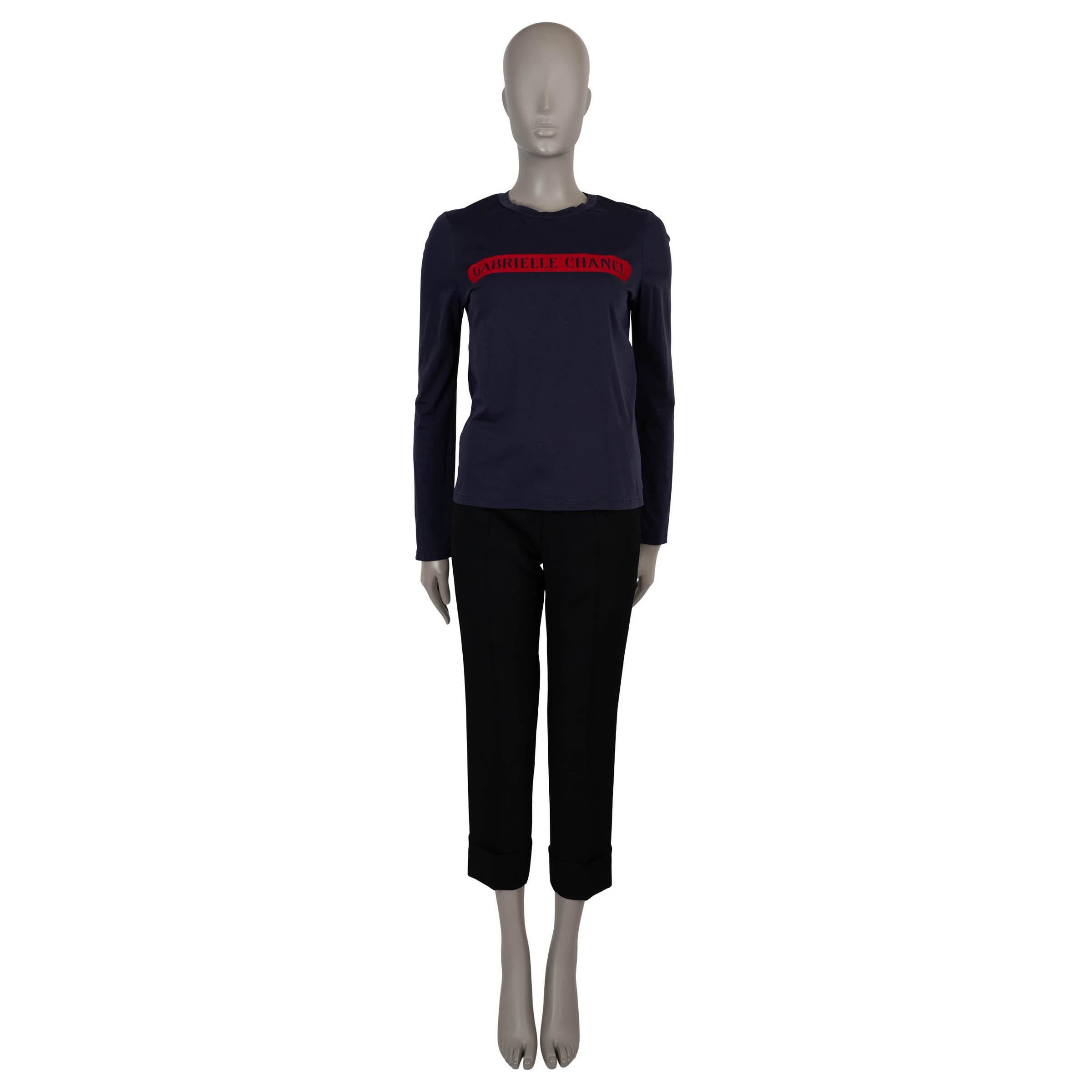 Women's or Men's CHANEL navy blue cotton 17B GABRIELLE CHANEL LONG SLEEVE T-Shirt Shirt 38 S For Sale