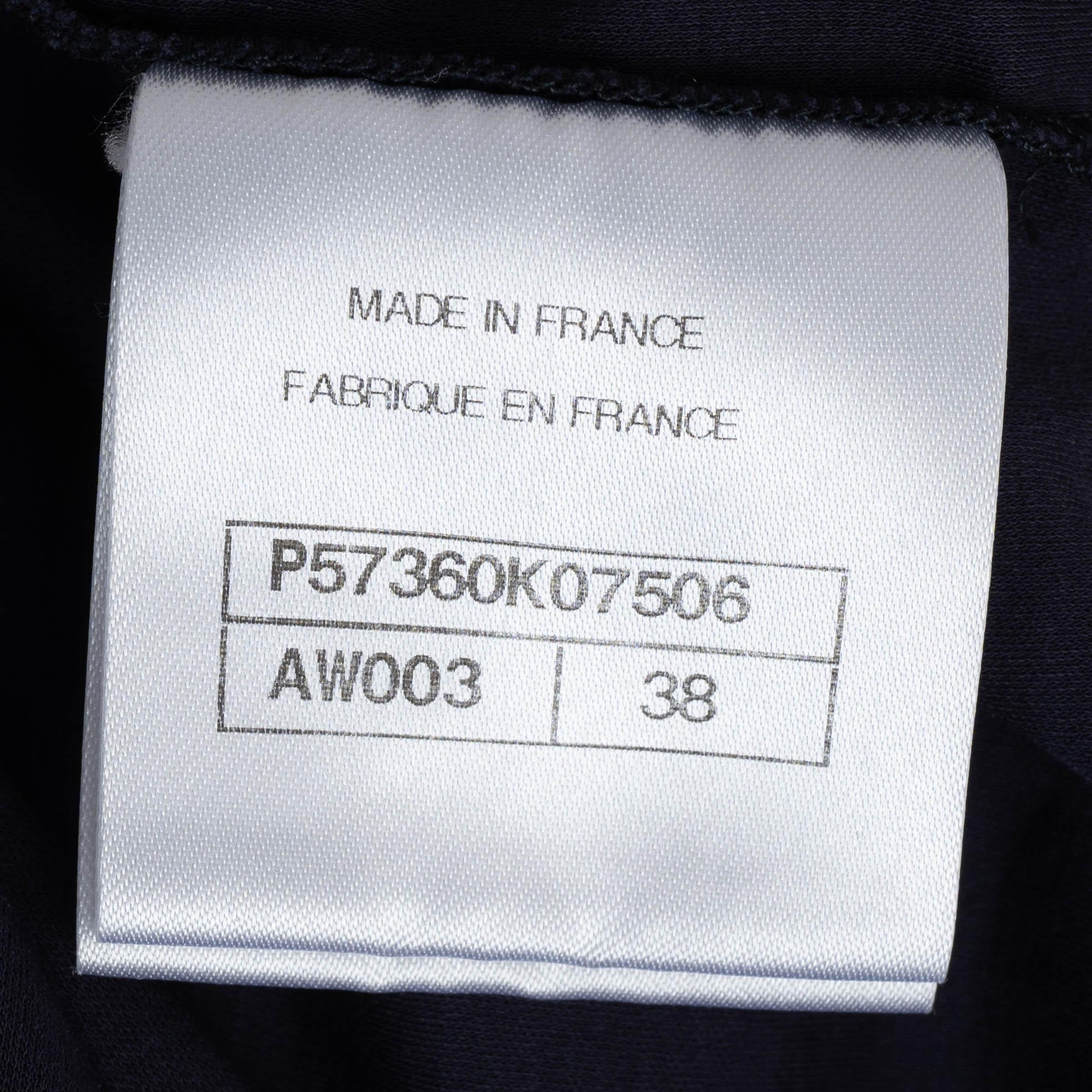 CHANEL navy blue cotton 17B GABRIELLE CHANEL LONG SLEEVE T-Shirt Shirt 38 S For Sale 4