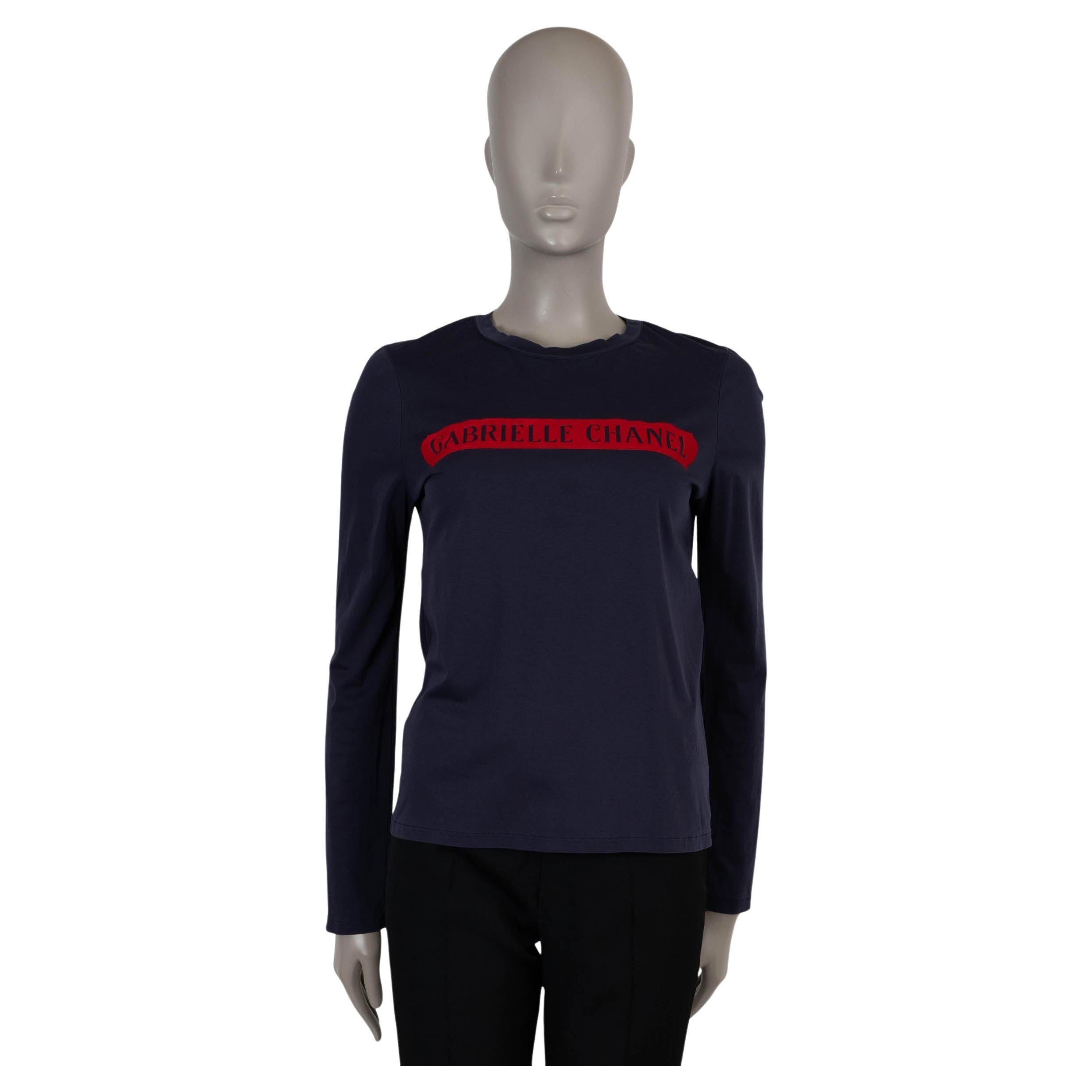 CHANEL navy blue cotton 17B GABRIELLE CHANEL LONG SLEEVE T-Shirt Shirt 38 S For Sale