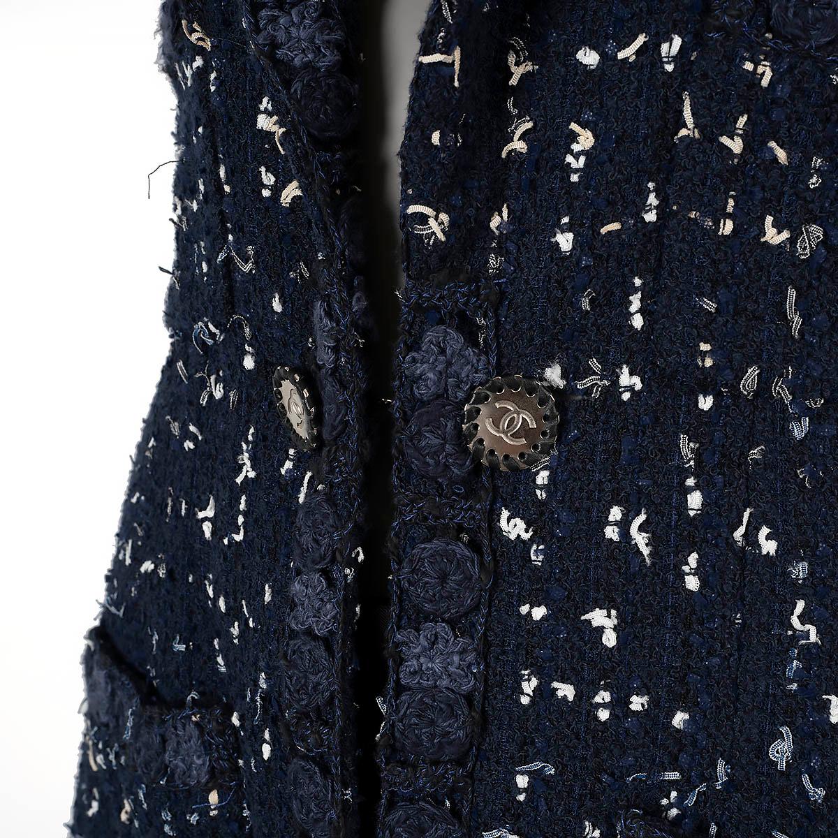 CHANEL navy blue cotton 2011 11C SAINT TROPEZ LINK-FRNOT TWEED Jacket 40 M 3