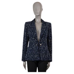 CHANEL navy blue cotton 2011 11C SAINT TROPEZ LINK-FRNOT TWEED Jacket 40 M