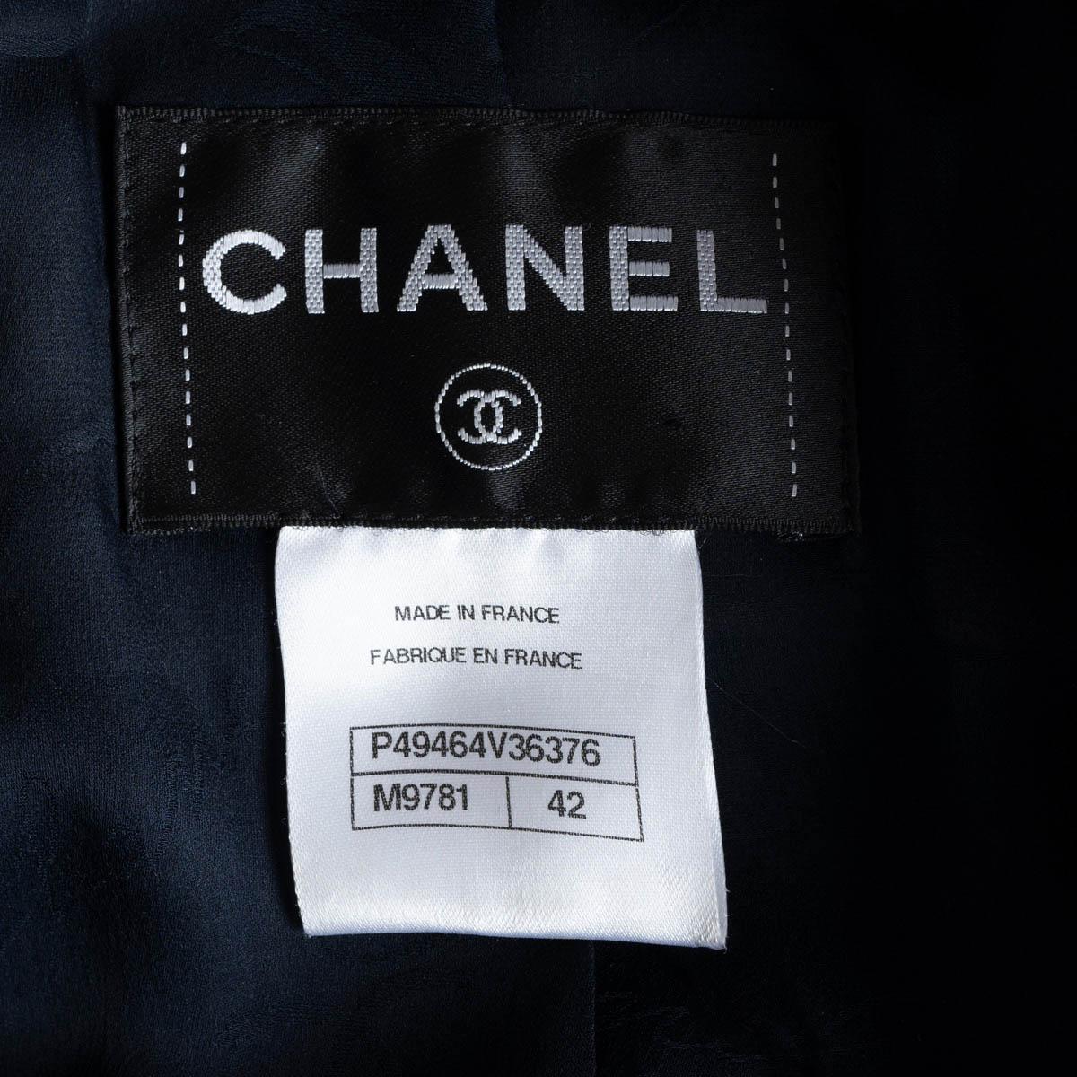 CHANEL navy blue cotton 2014 14A DALLAS DOUBLE BREASTED TWEED Jacket 42 L For Sale 6