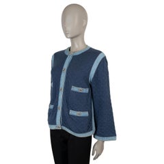 CHANEL navy blue cotton 20P QUILTED DENIM Jacket 40 M