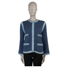 CHANEL navy blue cotton 20P QUILTED DENIM Jacket 40 M