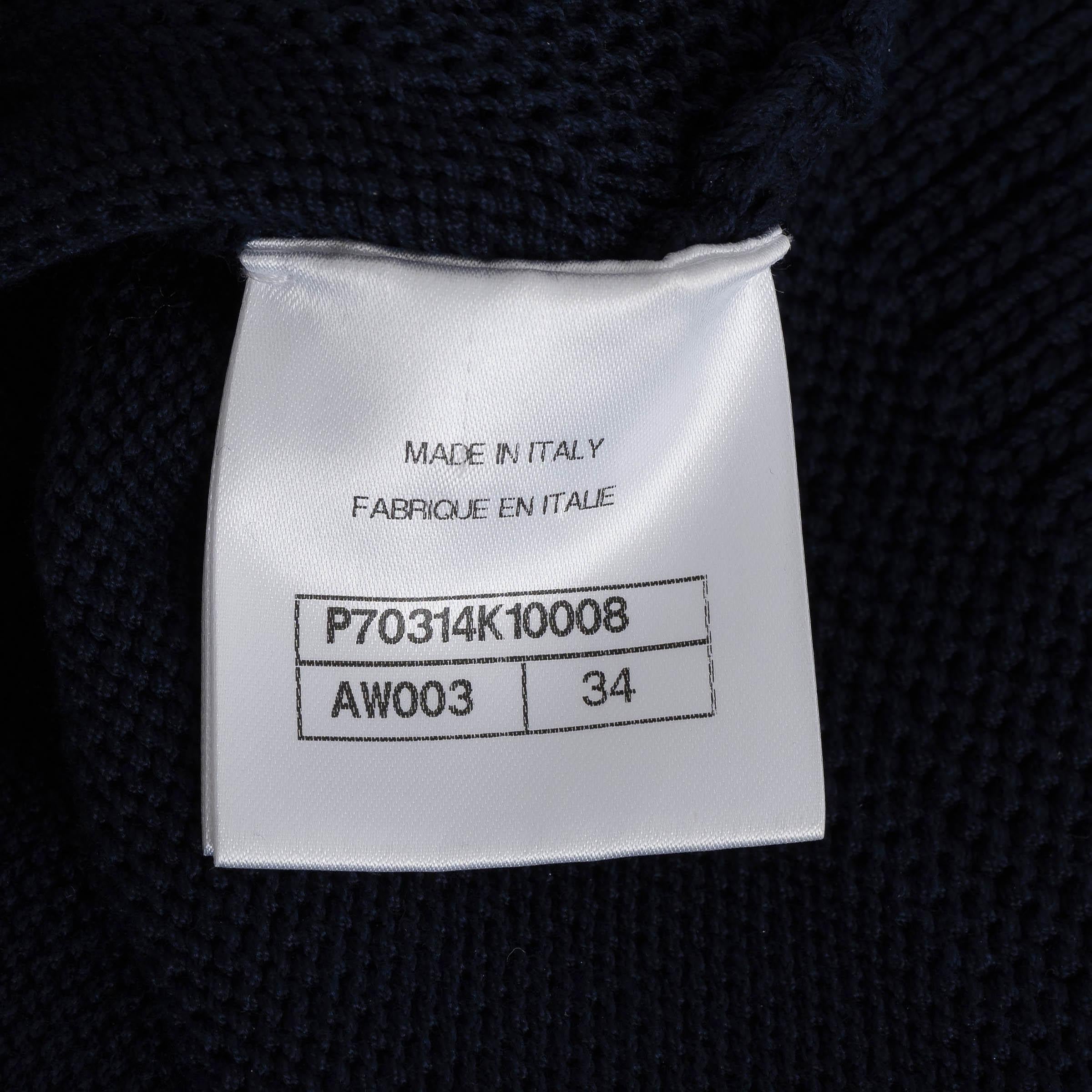CHANEL navy blau Baumwolle 21C CAPRI POINTELLE Pullover 34 XS im Angebot 4