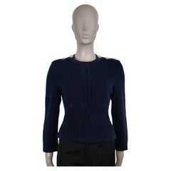 CHANEL navy blue cotton 21C CAPRI POINTELLE Sweater 34 XS