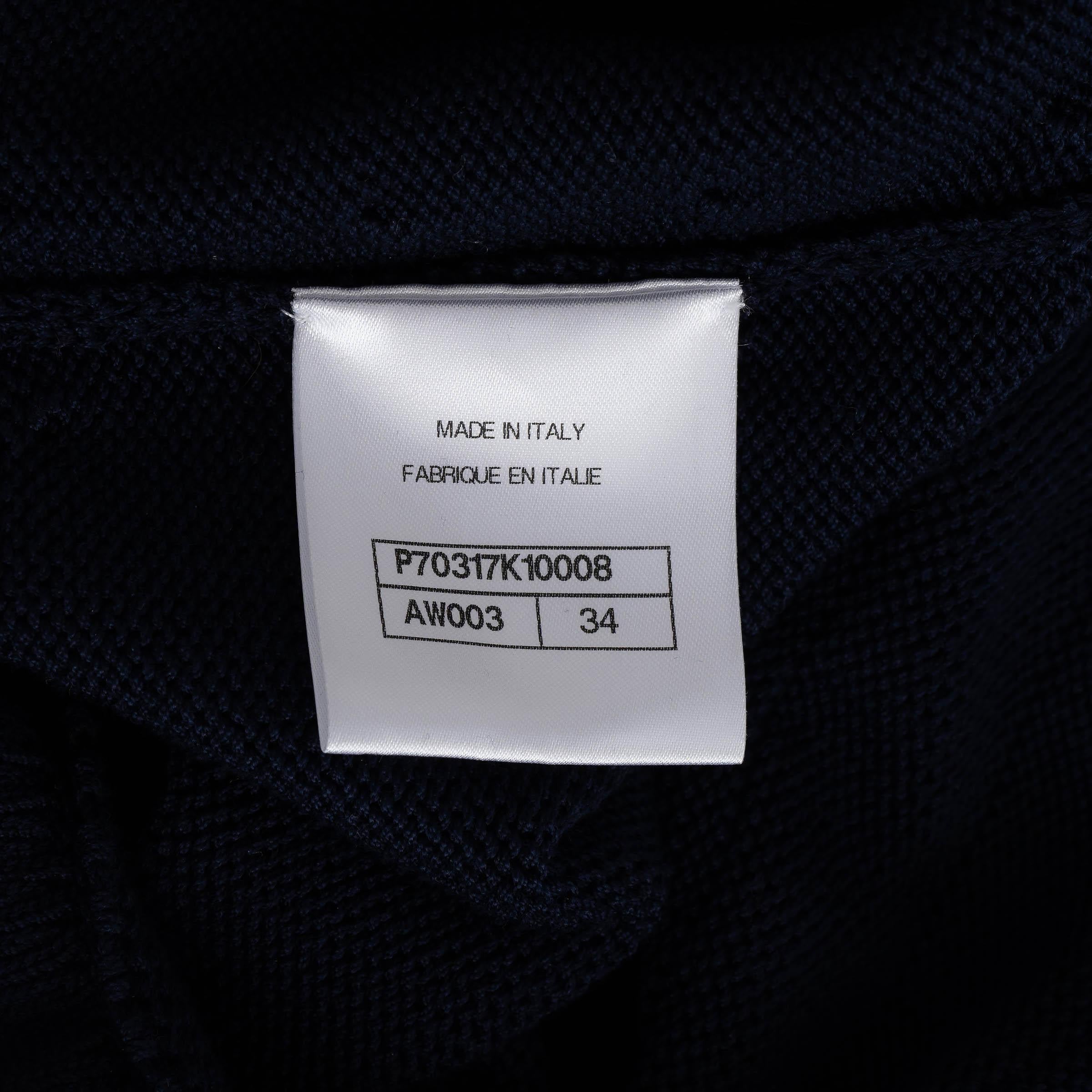 Chanel Gonna in cotone blu navy 21C CAPRI RUFFLED KNIT MINI 34 XXS in vendita 2