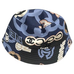 Chanel Navy Blue Cotton CC Printed Bucket Hat