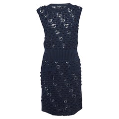 Chanel Navy Blue Cotton Knit Sleeveless Mini Dress L