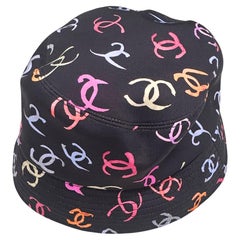 Chanel Navy Blue Cotton Multicoloured CC Printed Bucket Hat