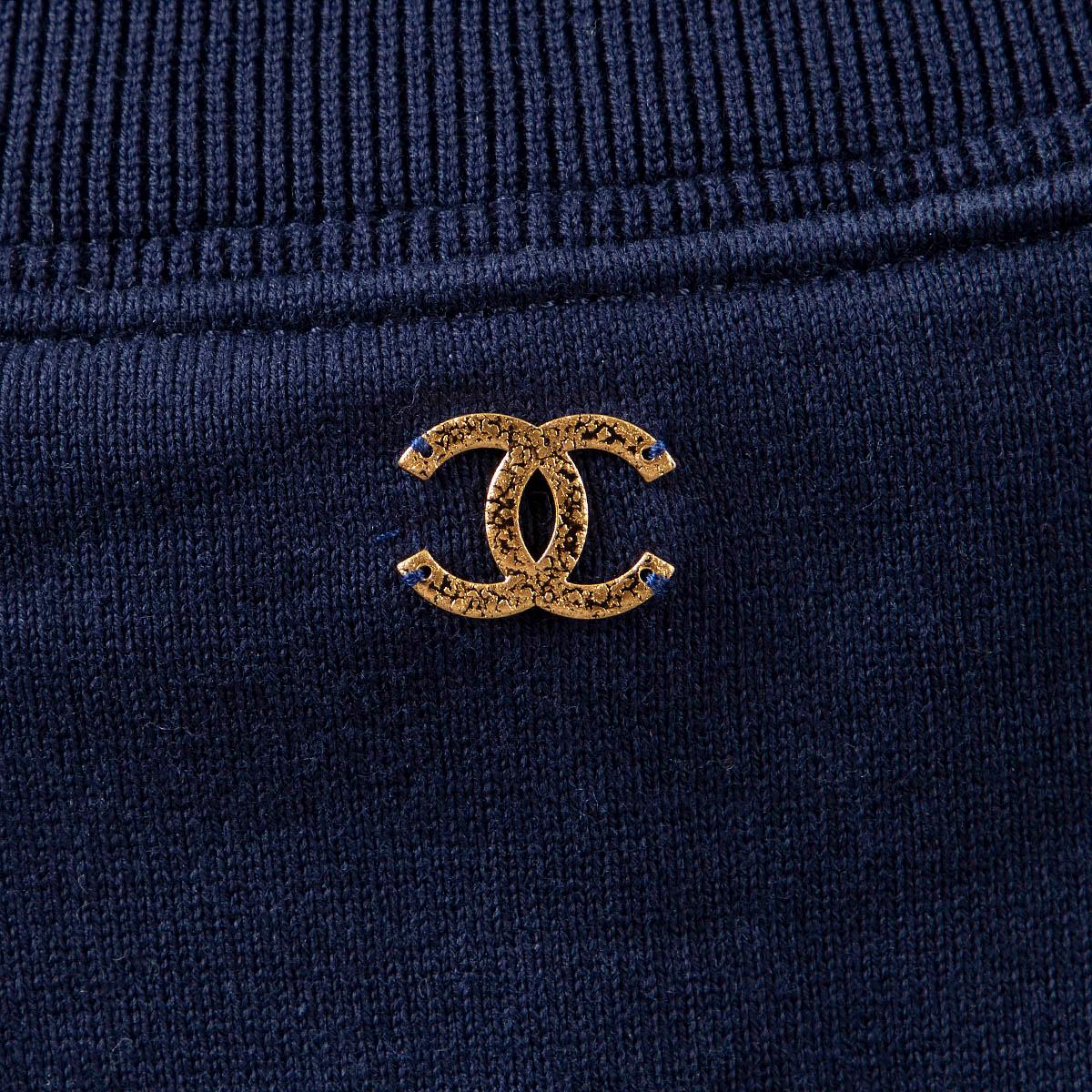 CHANEL bleu marine coton soie 2018 18C GREECE PRINTED T-Shirt Shirt S en vente 3