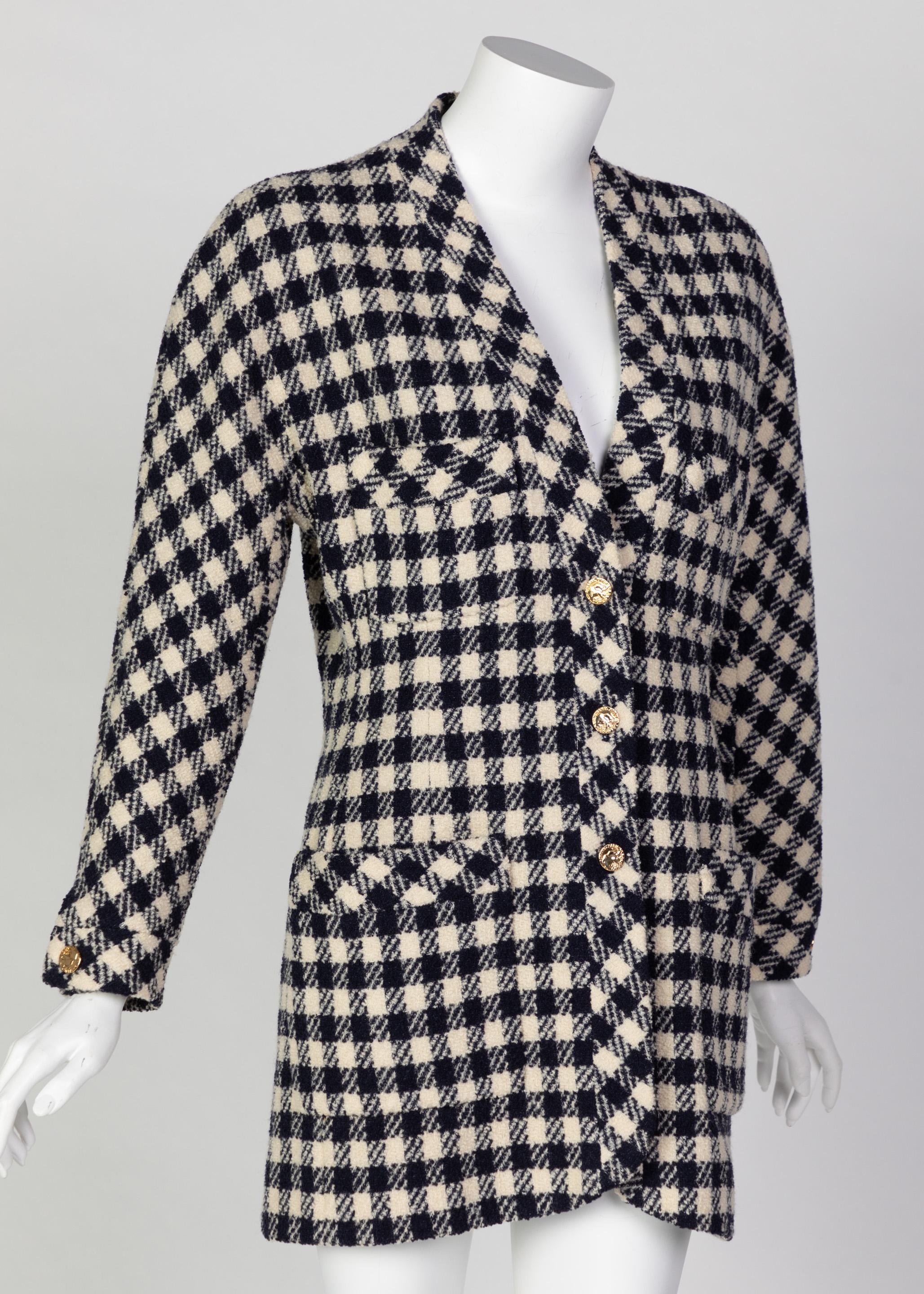 The 1980s were simultaneously a time of fun-loving glamour and a newfound appreciation for classic lines and tailoring. During this time, the House of Chanel relied on traditional patterns such as stripes and checks in neutral colors to create