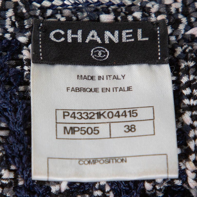 Chanel Navy Blue Crochet Knit Neck Chain Detail Jacket M at 1stDibs