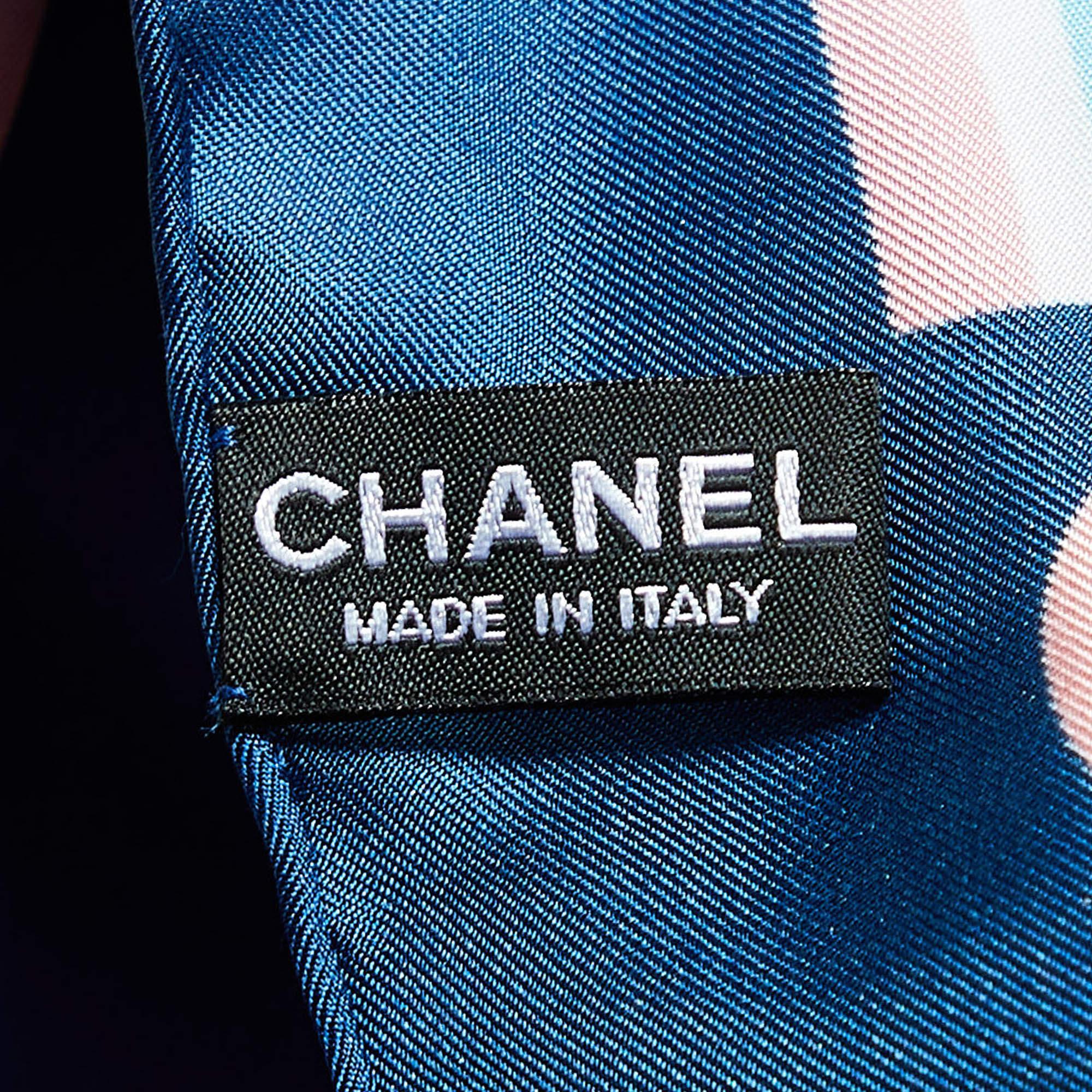 Chanel Navy Blue Cruise Print Silk Square Scarf In New Condition In Dubai, Al Qouz 2