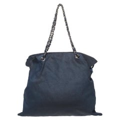 Chanel Navy Blue Denim Disc Bon Bon Bag