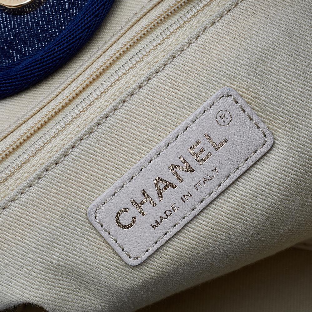 Chanel Chanel Marineblaue Denim Große Deauville Einkaufstasche 4