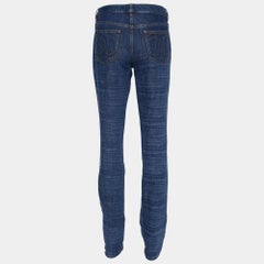 Chanel Marineblaue Denim-Jeans mit Logo und besticktem Taschendetail an der Taille 32"