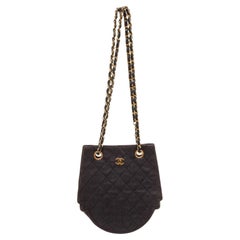 Chanel Navy Blue Denim Vintage Chain Shoulder Handbag