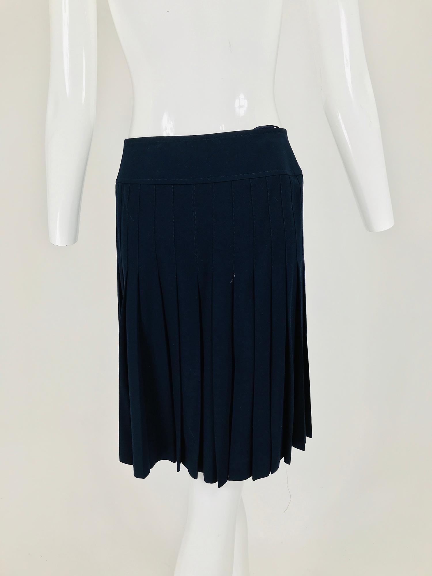 Chanel Navy Blue Double Breasted Jacket and Pleated skirt 1994P 6
