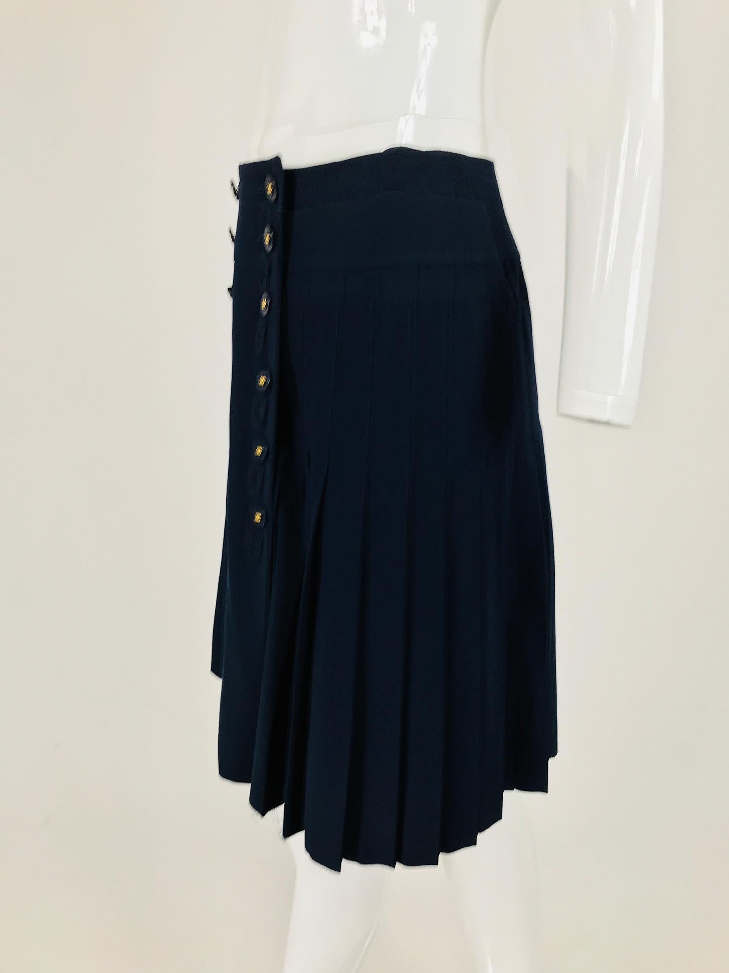 Chanel Navy Blue Double Breasted Jacket and Pleated skirt 1994P 7