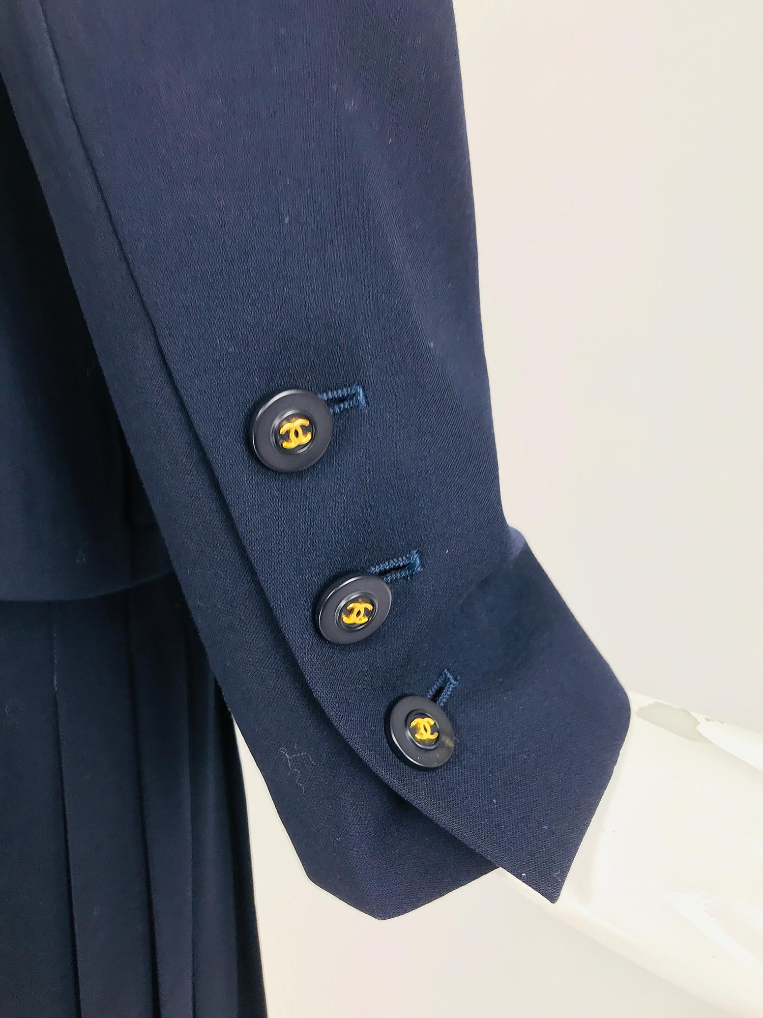 Chanel Navy Blue Double Breasted Jacket and Pleated skirt 1994P 8