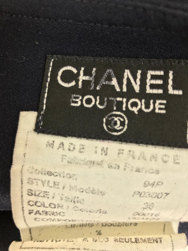 Chanel Navy Blue Double Breasted Jacket and Pleated skirt 1994P at 1stDibs