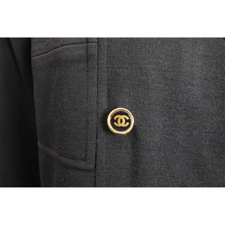 Chanel Navy Blue Double Knit Jacket and Skirt Set w/ Logo Buttons Circa ...