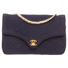 Chanel Marineblau Stoff Umschlag Klappe Crossbody Bag