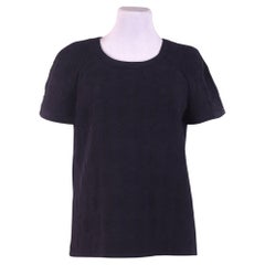 Chanel Navy Blue Floral Quilted Silk Top