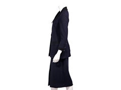 Chanel Navy Blue FW 1993 Boucle Wool Skirt Suit Set
