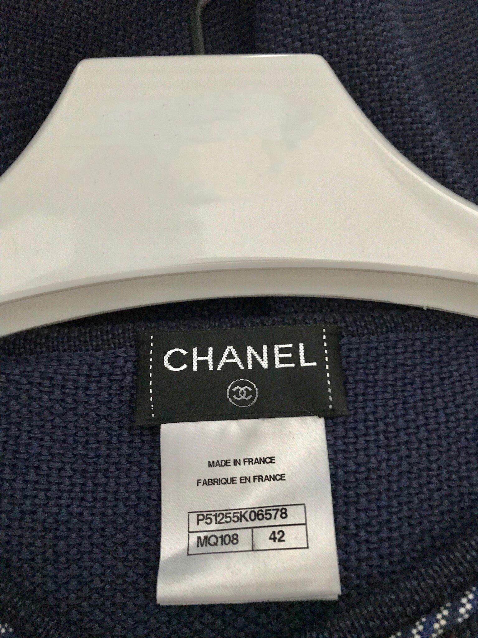 Chanel Navy Blue Knit Drop Waist Dress 2