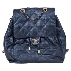 CHANEL navy blue leather 17K BACKPACK IS BACK Bag