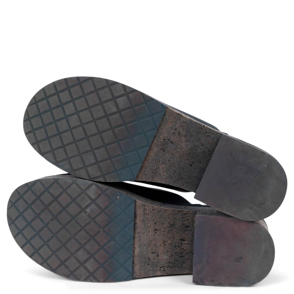 CHANEL navy blue leather 2016 16P CORK PLATFORM CLOGS Pumps Shoes 41 fit 40 For Sale 6