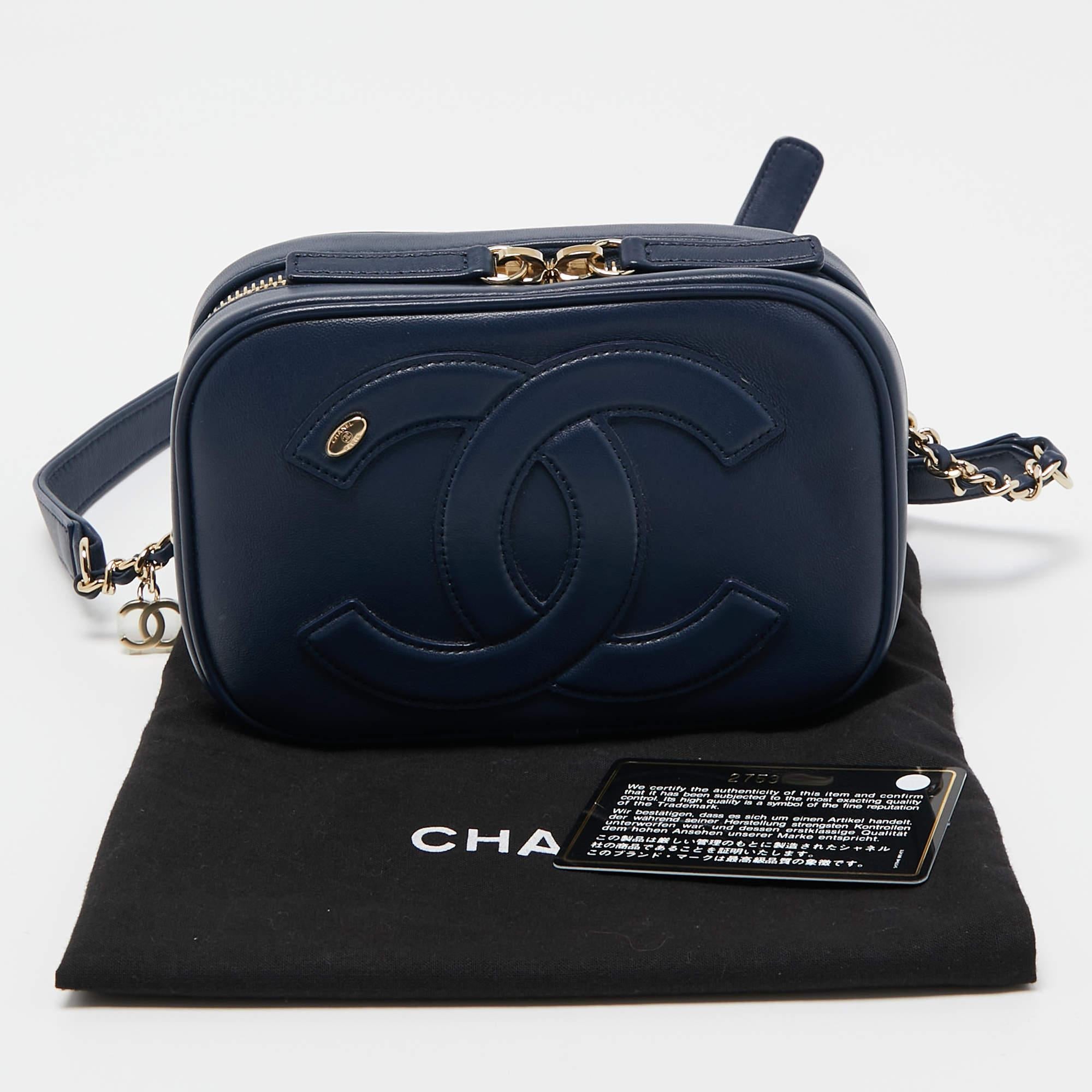 Chanel Navy Blue Leather CC Mania Waist Bag 7