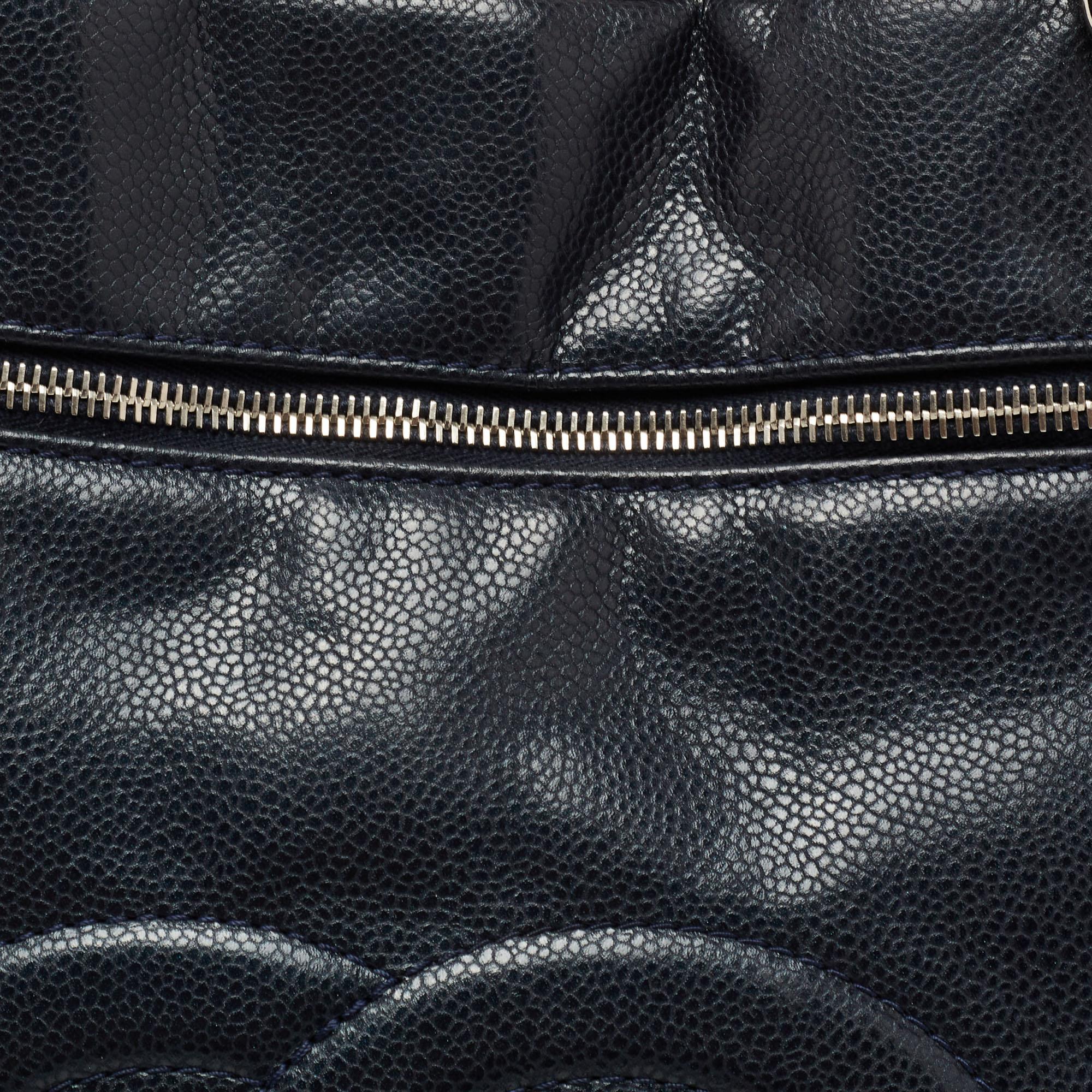 Chanel Navy Blue Leather CC Timeless Tote Bag 3