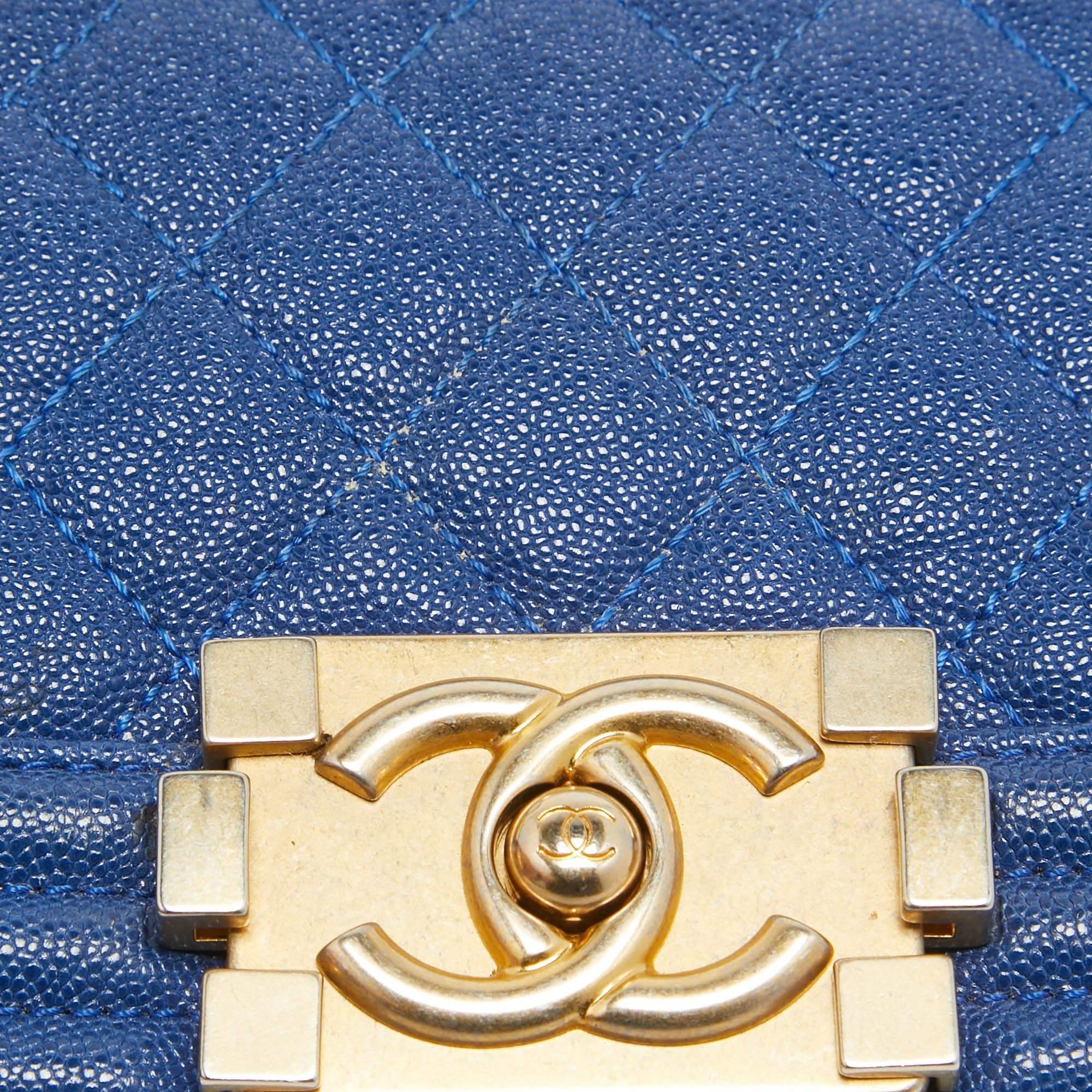 Chanel Navy Blue Leather Mini Boy Bag 1