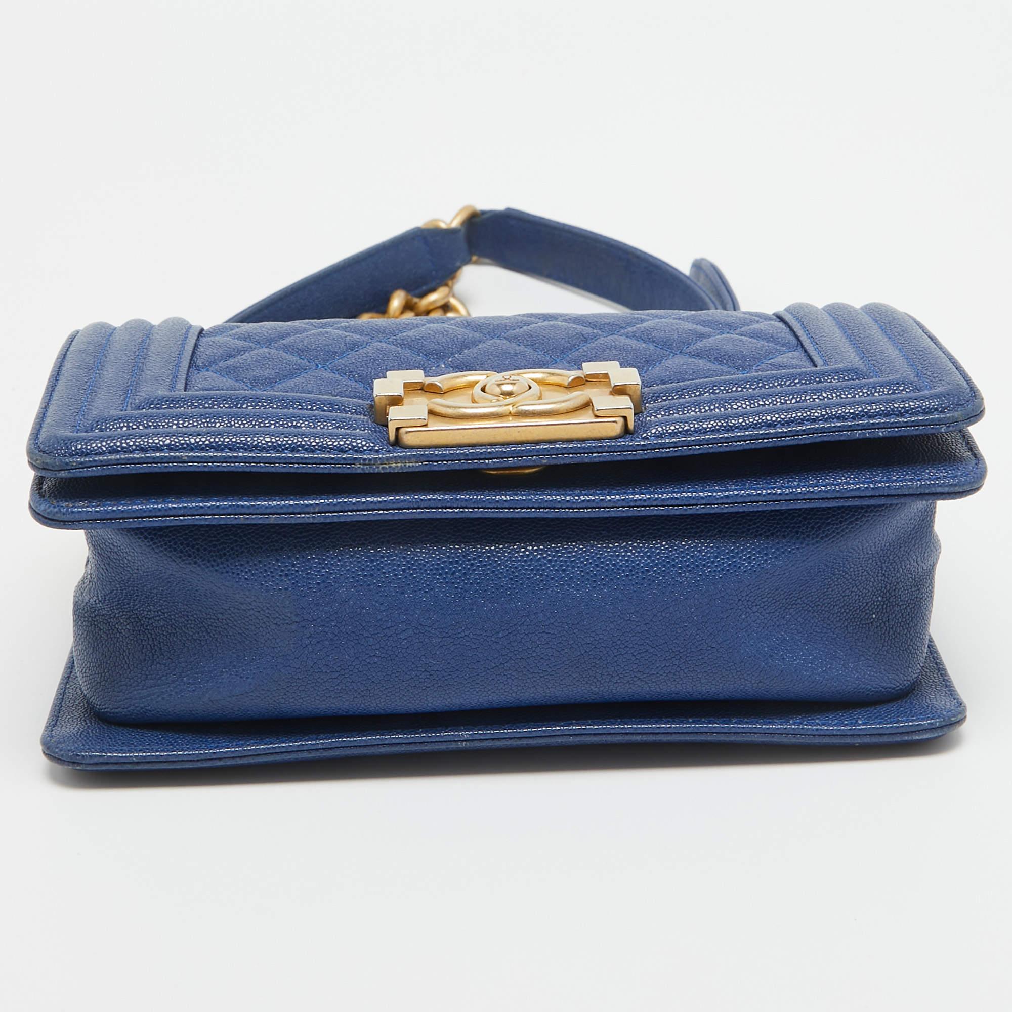 Chanel Navy Blue Leather Mini Boy Bag 3