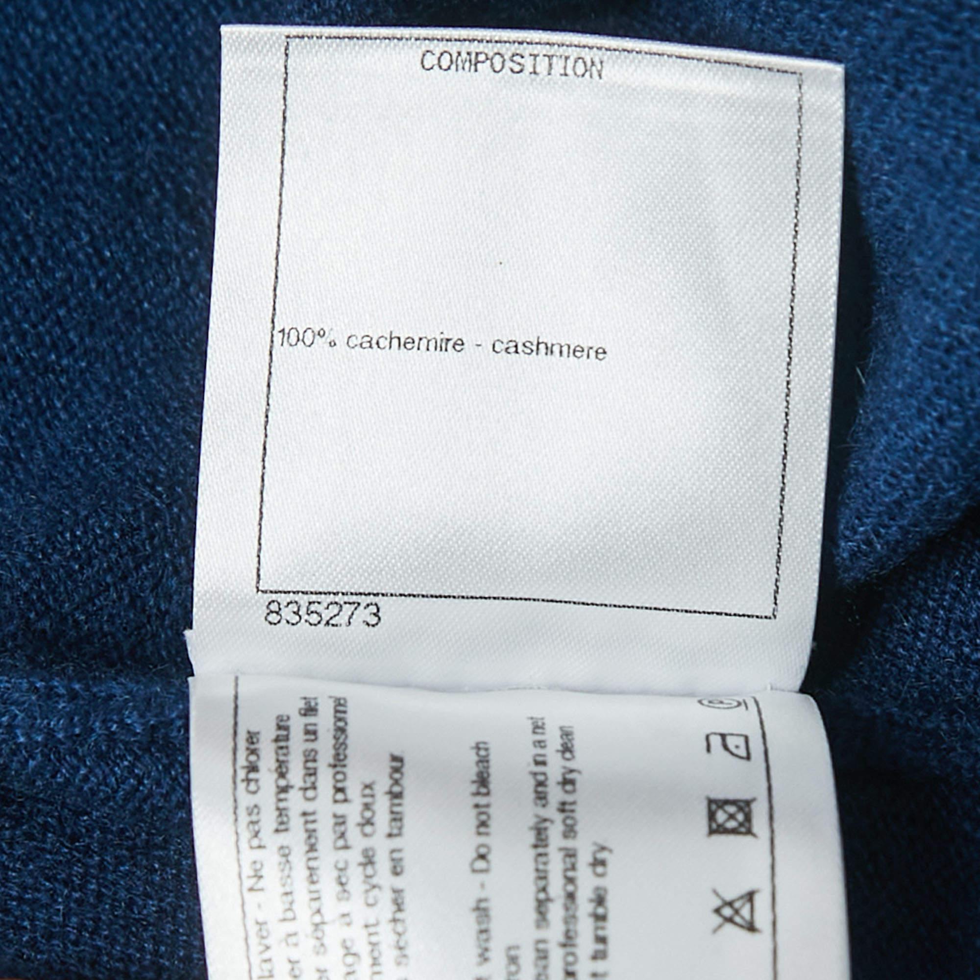 Women's Chanel Navy Blue Logo Patterned Cashmere Mini Skirt S