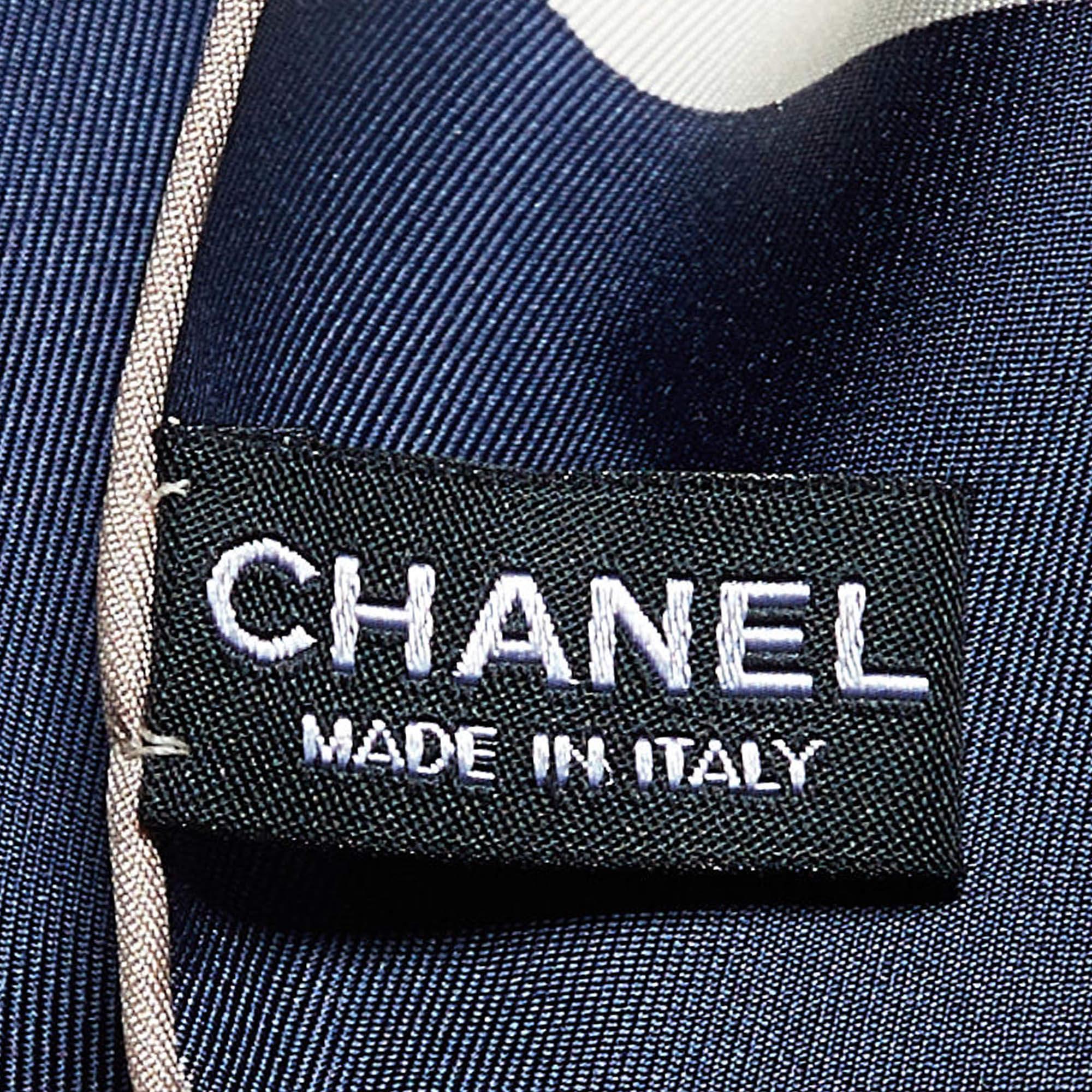 Women's Chanel Navy Blue Lucky Charms Print Silk Square Scarf