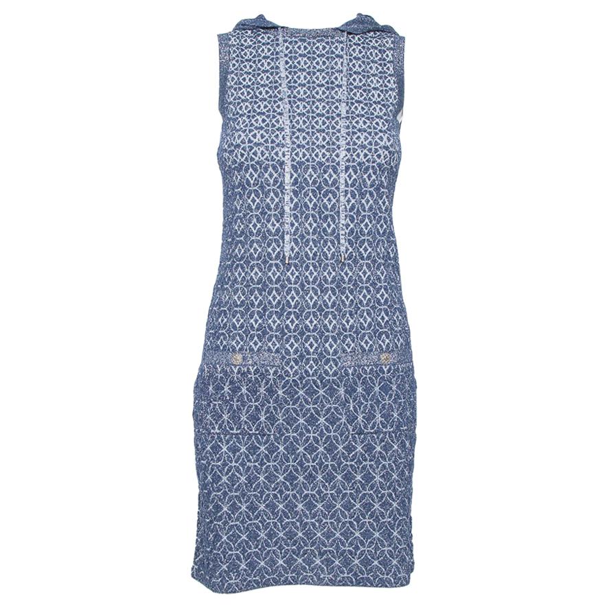 Chanel Navy Blue Lurex Knit Hoodie Detail Sleeveless Shift Dress S at  1stDibs | hoodie shift dress